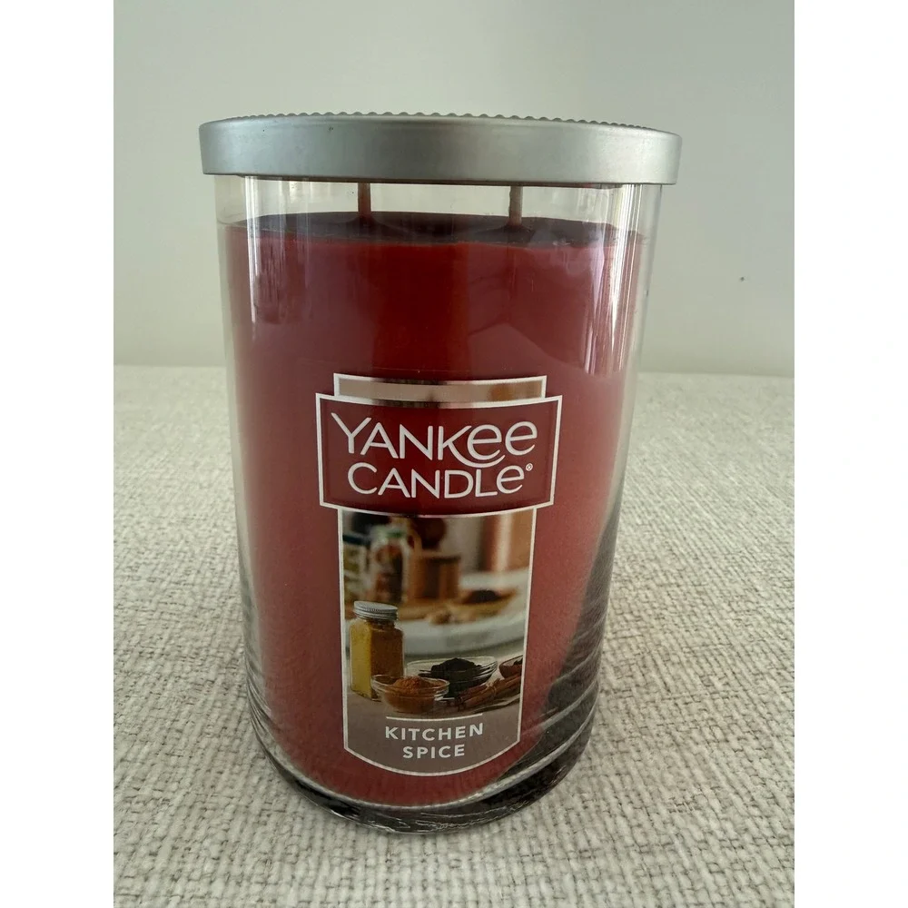 New‎ Yankee Candle KITCHEN SPICE Large 2-Wick Tumbler 22 Oz Red Brown Wax